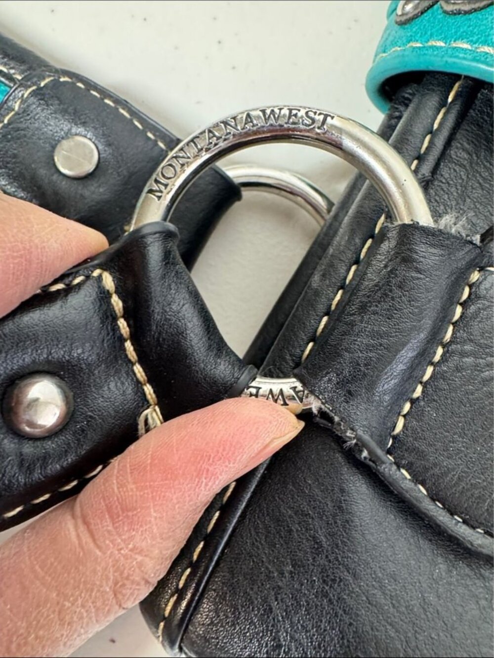 Montana West Western Handbag & Wallet Set Turquoise Black Studded Boho Rustic - Picture 9 of 16